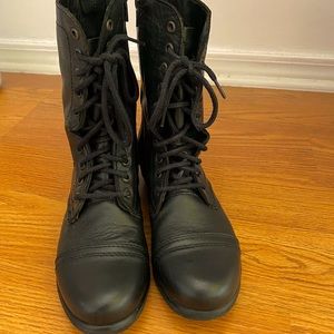 Steve Madden Troopa Black Leather Combat Boots!